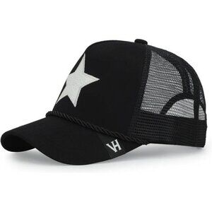 Black mesh trucker hat for women pearl star snapback adjustable baseball cap